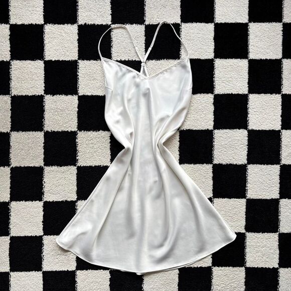 Rya Collection White Slip Dress Floral Mesh Back L - Picture 1 of 6